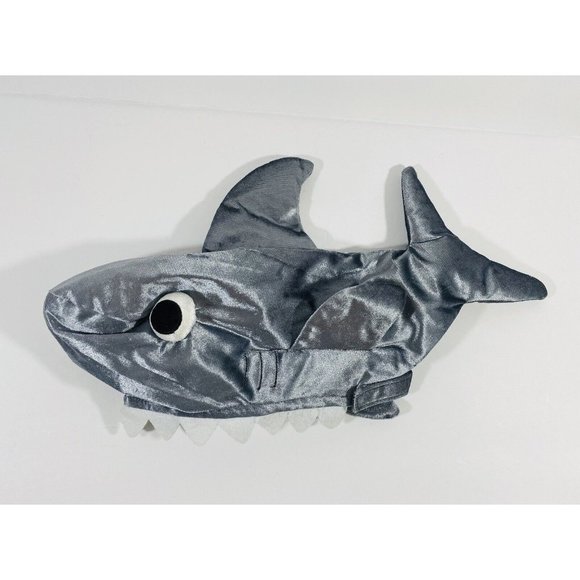 Toms Toy Silver Gray Shark Plush Hat Big Eyes Teeth Stuffed Sea Great White Fun - Picture 1 of 16